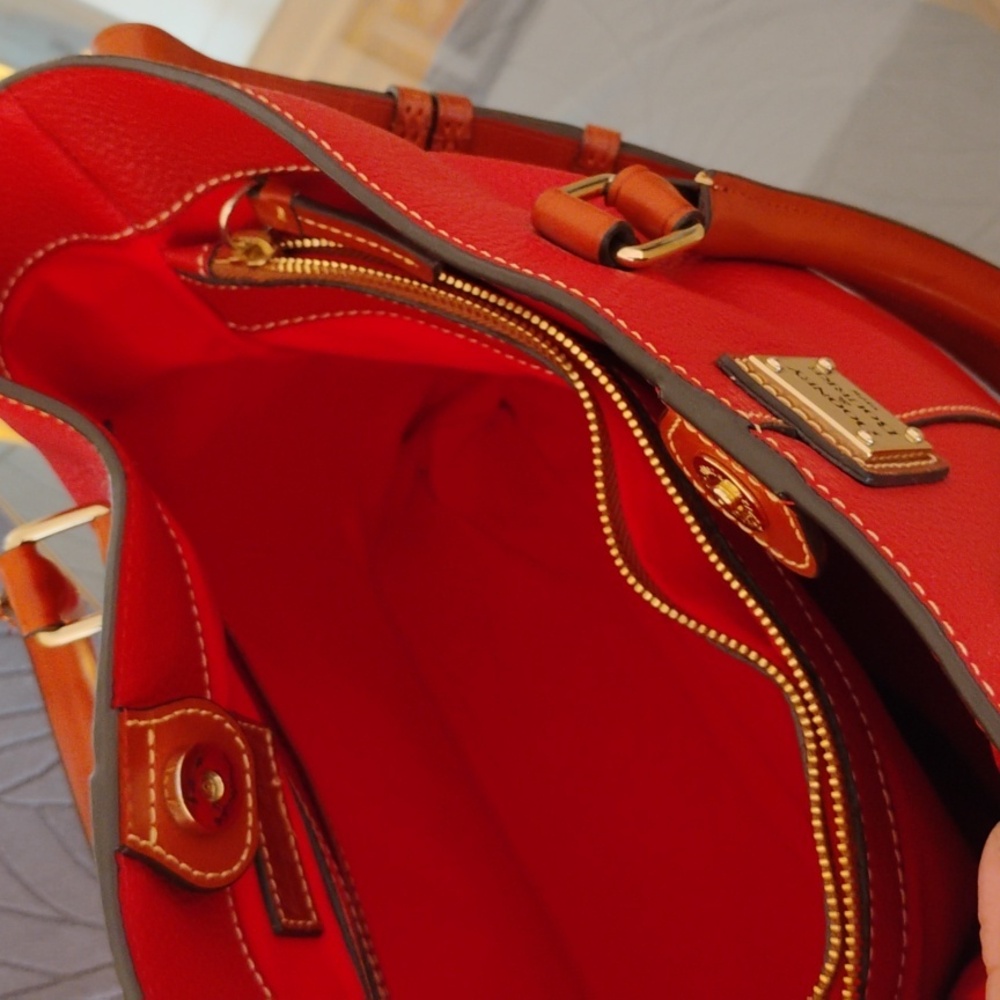 Dooney & Bourke Red Leather Tote - Picture 6 of 7